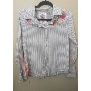Country Royalty Embroidered Rhinestone Pearl Snap  Top Vintage Y2K, LG